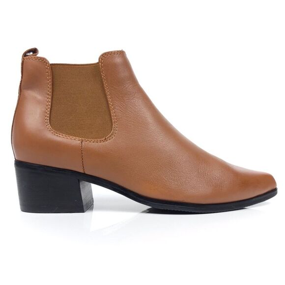 Blondo WATERPROOF Modern Pull On Ankle Chelsea Bootie Block Heel Brown Leather 8 - Picture 1 of 9